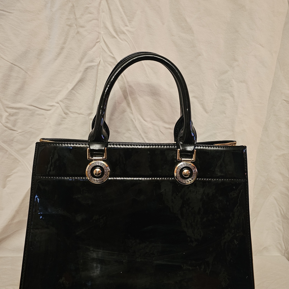 Chic Black Patent Tote Bag
